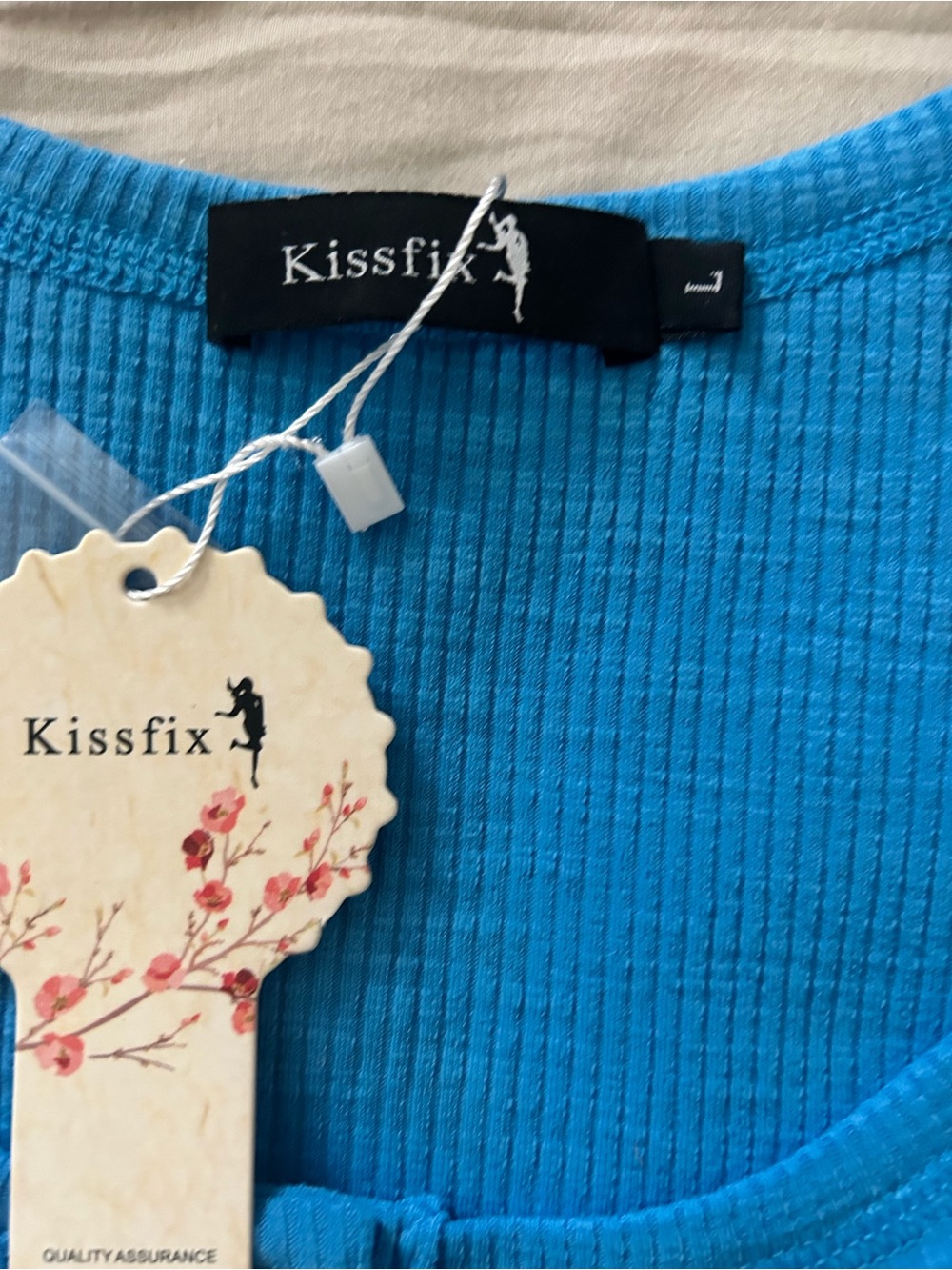 Kissfix Blue Ribbed Button Tank - Picture 2 of 4